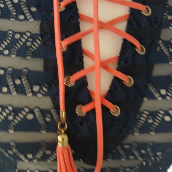 Ingear Resort Beach Coverup Hooded Navy Sz M. FL - Picture 3 of 9